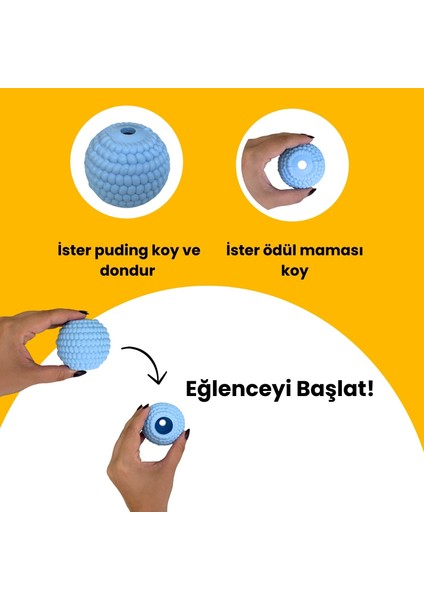 Doğal Kauçuk Köpek Isırma Topu Açık Mavi Renkli Içine Ödül Maması Saklanabilen Köpek Oyuncağı Toksik Madde Içermez