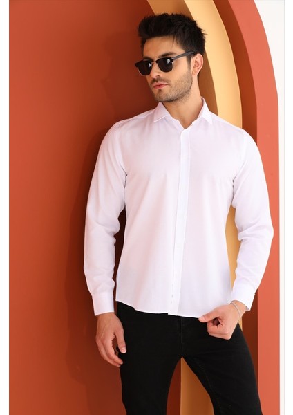 Beyaz Gabardin Düz Regular Erkek Gömlek fiyatları