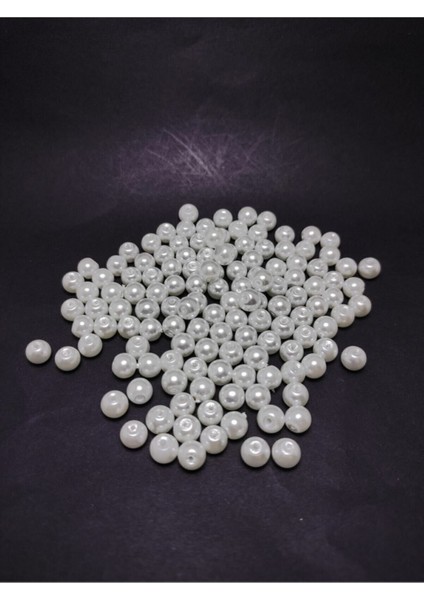 100 Gram Kaliteli Orijinal Cam Inci Boncuk 6mm - Beyaz Renk