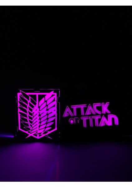 Attack On Titan - Rgb LED Işıklı 3 Boyutlu Tabela - 20CM x 10CM x 2cm (Bluetooth Kontrollü)