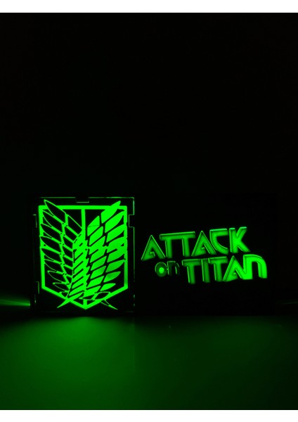 Attack On Titan - Rgb LED Işıklı 3 Boyutlu Tabela - 20CM x 10CM x 2cm (Bluetooth Kontrollü)