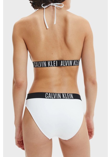 Calvin Klein Logolu Çıkarılabilir Dolgulu Üçgen Bayan Bikini Üstü KW0KW01824 Ycd Beyaz