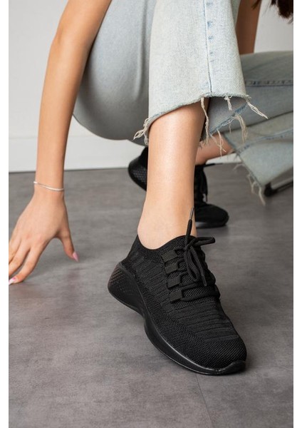 Siyah Triko Kadın Sneaker Spor Ayakkabı