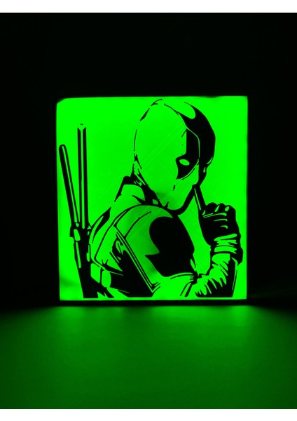 Deadpool - Rgb LED Işıklı 3 Boyutlu Tabela - 18.5cm x 20CM x 2cm (Bluetooth Kontrollü)