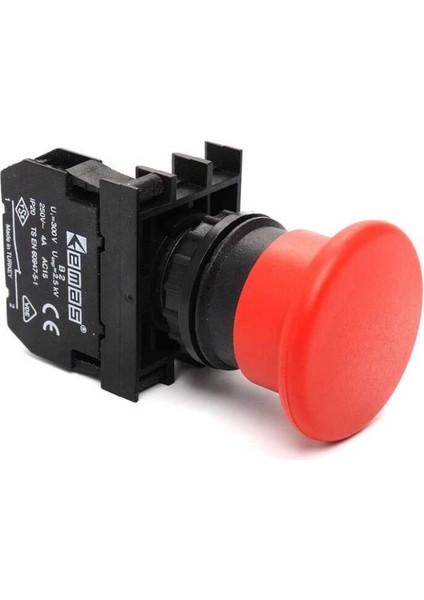 B200E B Serisi Plastik 1nc Acil Stop 40 mm Çevirmeli Kırmızı 22 mm Buton