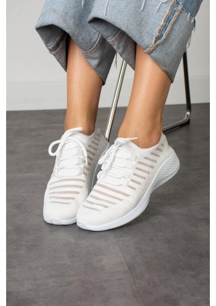 Beyaz Trika Kadın Sneaker Spor Ayakkabı