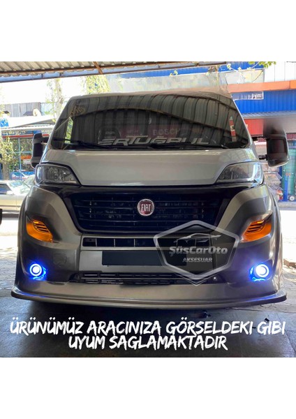 ŞüsCarOto Aksesuar Fiat Ducato Uyumlu Üniversal Mercekli Angel Sis Farı Metal Su Geçirmez 76 mm Turuncu Halkalı Gündüz Farı Angel Eyes 2 Adet