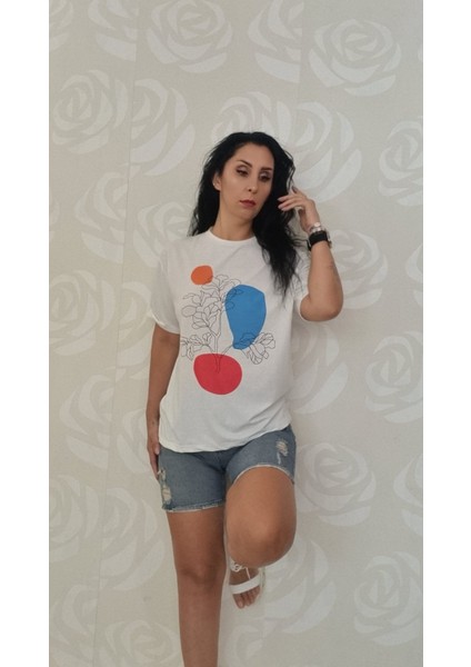 Sıfır Yaka-Beyaz-T-Shirt