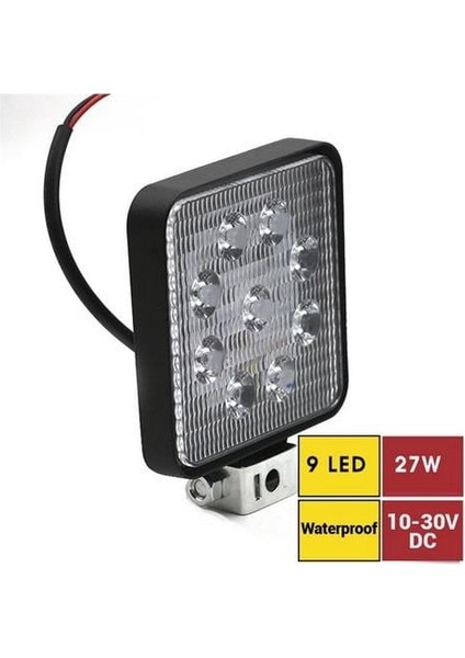 10-30VOLT 27W 9 Ledli IP67 LED Işık Projektör