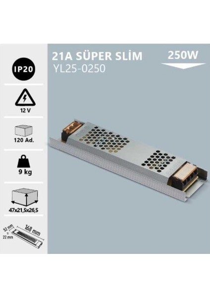 250W 21A Super Slım Trafo YL25-0250