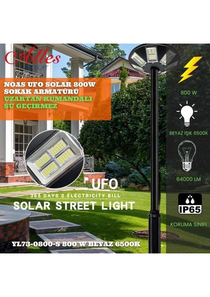 Noas 800W YL73-0800-S Ufo Solar Sokak Armaturu Kumandalı