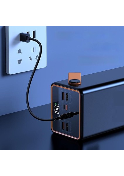 70.000 Mah LED Aydınlatmalı Taşıma Askı Hızlı Şarj 22,5W Powerbank 4xusb Micro, Lıghtnıng, Typc