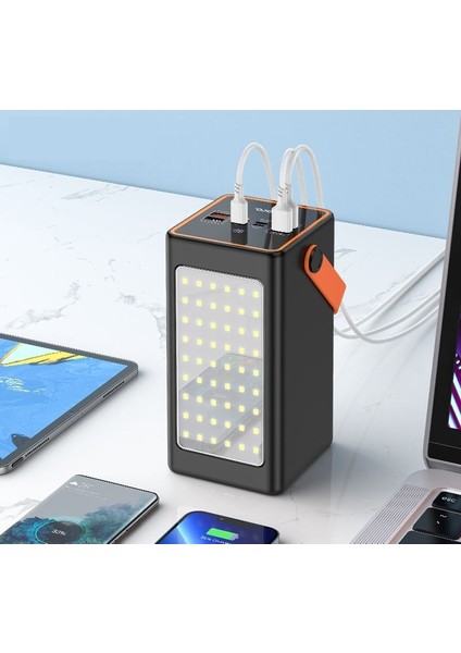 70.000 Mah LED Aydınlatmalı Taşıma Askı Hızlı Şarj 22,5W Powerbank 4xusb Micro, Lıghtnıng, Typc