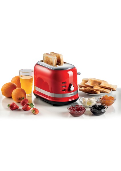 Moderna Kahvaltı Seti Su Isıtıcı Kettle + Smoothie Cam Blender + Ekmek Kızartma Makinesi Seti Kırmızı