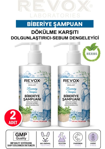 Biberiye Özlü Saç Bakım Şampuanı Arındırıcı 400 Ml x 2 Adet