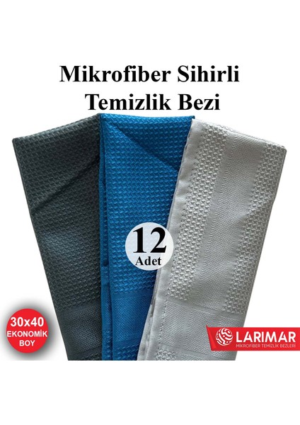12 Adet Sihirli Mikrofiber Temizlik Bezi 30*40CM Ekonomik Boy genel temizlik