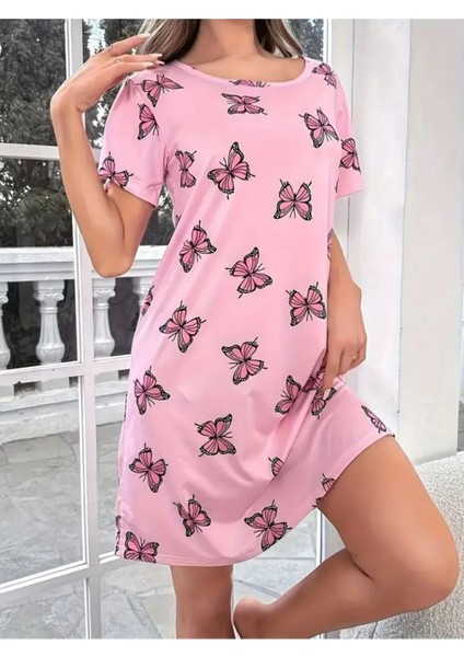 Kadın Kısa Kollu Kelebek Baskılı Süpremmini Elbise fiyatları