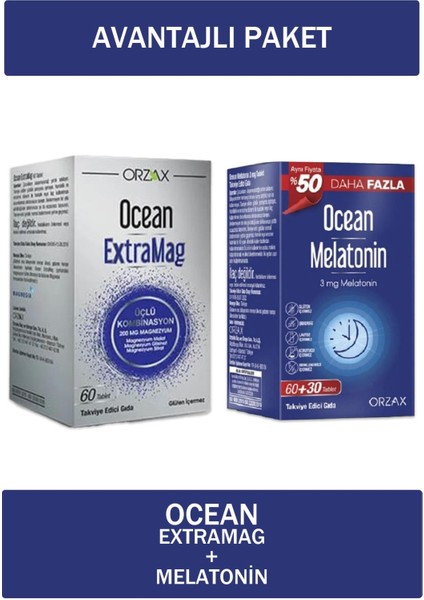 Extramag 60 Tablet + Ocean Melatonin 3 Mg 60+30 Tablet - %50 Daha Fazla