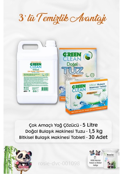 Yağ Çözücü 5 Lt, B.makinesi Tableti 30'lu, Makine Tuzu 1.5 kg ve Rosıe