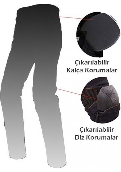 Motosiklet Pantolonu Likralı Esnek Kumaş Korumalı Kevlar Kot Motor Pantolon Jean Siyah