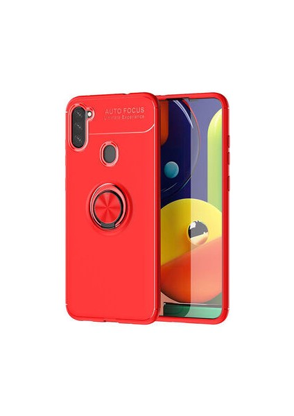 Samsung Galaxy M11 Ultra Koruma Sağlayan Stant Özellikli Yüzüklü Ravel Silikon Kılıf
