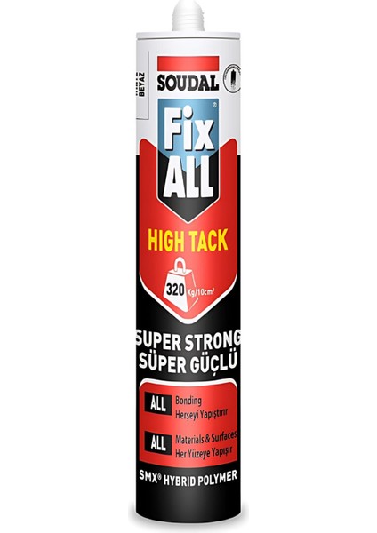 | Fix All Yüksek Güçlü Tack Yapıştırıcı, Beyaz, 290 ml