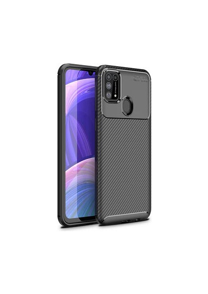 Samsung Galaxy M31 Kılıf Karbon Gofret Desenli Kavex Premium Silikon Kapak