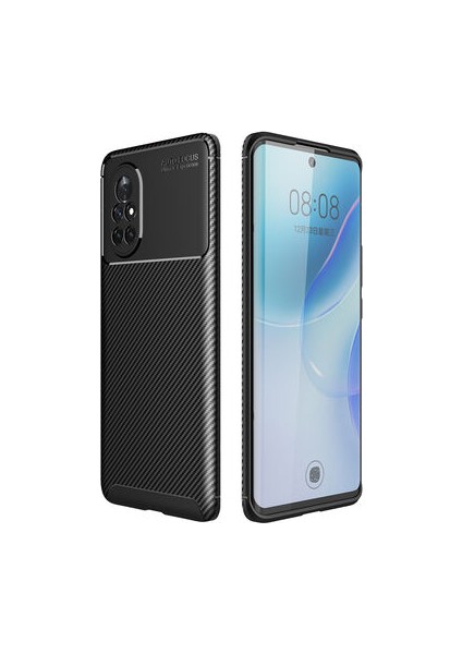 Huawei Nova 8i Kılıf Karbon Desenli Şık Tamia Premium Silikon Kapak