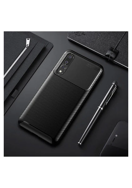 Techno Guru Huawei P20 Pro Gofret Desenli Ultra Koruma Sağlayan Negro Silikon Kılıf