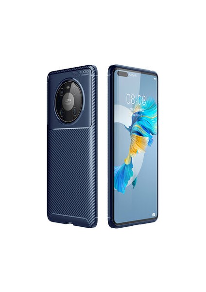 Huawei Mate 40 Pro Kılıf Karbon Gofret Desenli Kavex Premium Silikon Kapak