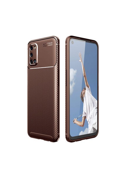 Oppo A72 Kılıf Karbon Desenli Şık Tamia Premium Silikon Kapak