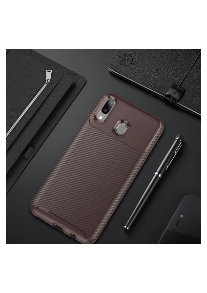 Huawei Y7 Prime 2019 Gofret Desenli Ultra Koruma Sağlayan Negro Silikon Kılıf
