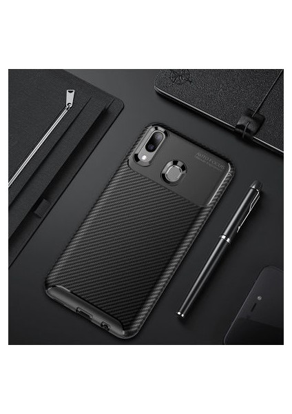 Huawei Y7 Prime 2019 Gofret Desenli Ultra Koruma Sağlayan Negro Silikon Kılıf