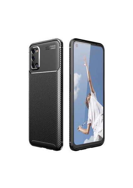 Oppo A72 Kılıf Karbon Desenli Şık Tamia Premium Silikon Kapak