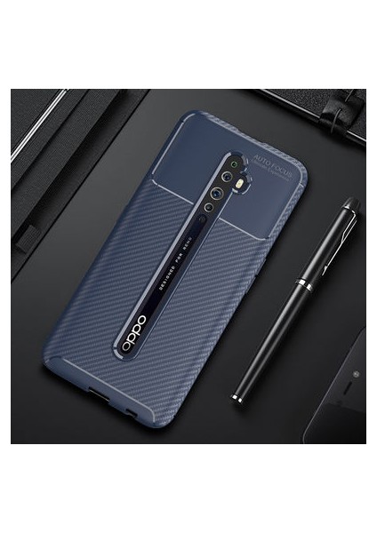 Oppo Reno 2z Kılıf Karbon Gofret Desenli Kavex Premium Silikon Kapak