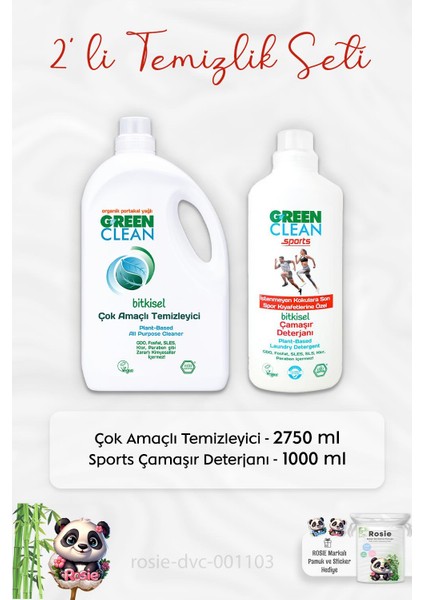 Çok Amaçlı Temizleyici 2750 Ml, Sports Çamaşır Deterjanı 1 Lt ve Rosıe