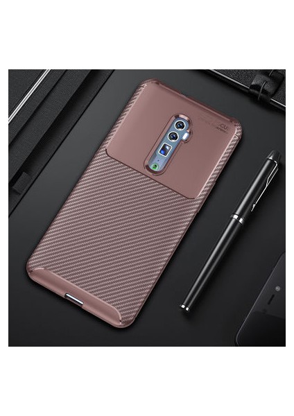 Oppo Reno 10X Zoom Kılıf Karbon Desenli Şık Tamia Premium Silikon Kapak