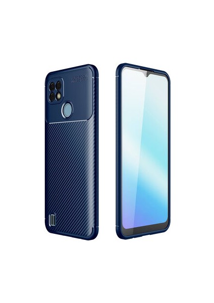 Realme C21 Gofret Desenli Ultra Koruma Sağlayan Negro Silikon Kılıf