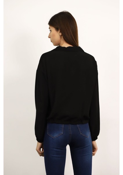 Sıyah Gabria Bel Bağlamalı Bluz fırsatları