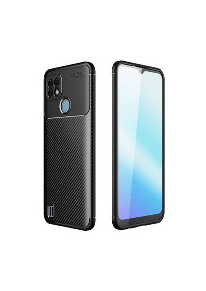 Realme C21 Gofret Desenli Ultra Koruma Sağlayan Negro Silikon Kılıf