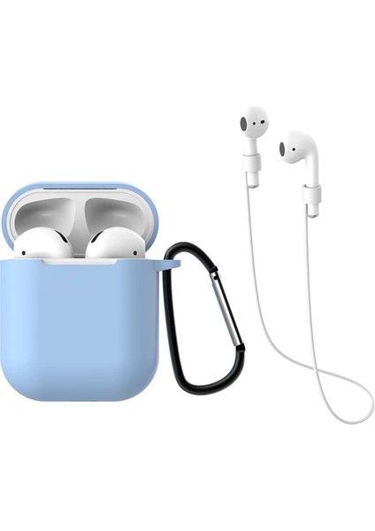 Air Pods 1 ve 2. Nesil Uyumlu Silikon Kulaklık Kılıfı ve Askı Aparat 2 Li Set
