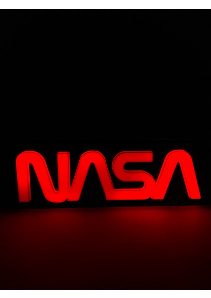 Nasa - Rgb LED Işıklı 3 Boyutlu Tabela - 20CM x 7cm x 2cm (Bluetooth Kontrollü)