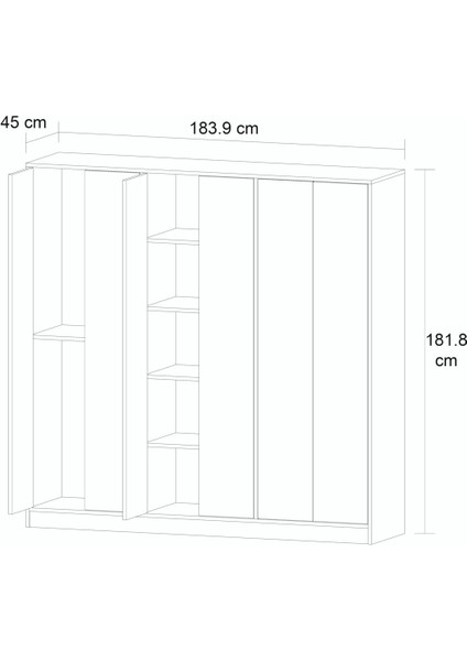 6 Kapaklı Side Gardırop