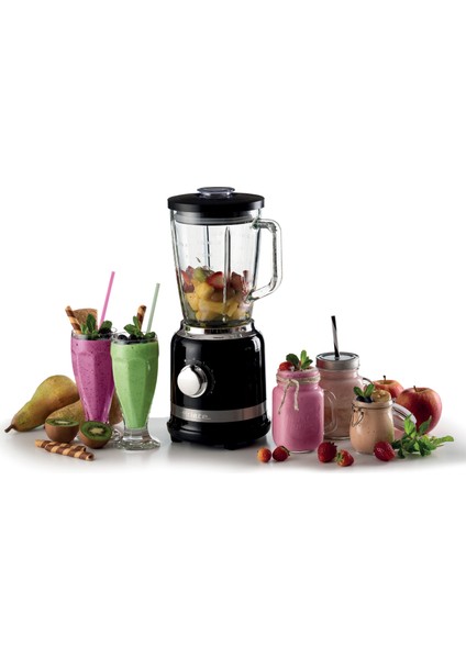 Moderna Kahvaltı Seti Su Isıtıcı Kettle + Smoothie Cam Blender + Ekmek Kızartma Makinesi Seti Siyah