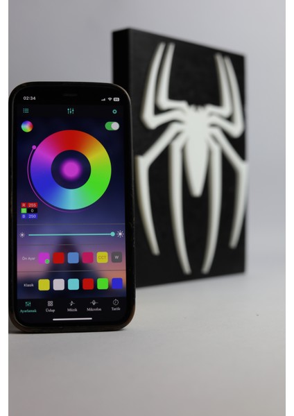 Spider-Man - Rgb LED Işıklı 3 Boyutlu Tabela - 15CM x 20CM x 2cm (Bluetooth Kontrollü)