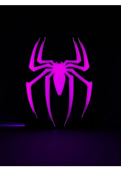 Spider-Man - Rgb LED Işıklı 3 Boyutlu Tabela - 15CM x 20CM x 2cm (Bluetooth Kontrollü)