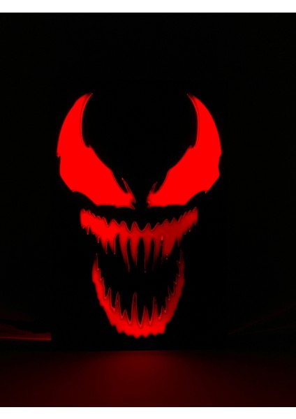 Venom - Rgb LED Işıklı 3 Boyutlu Tabela - 13CM x 20CM x 2cm (Bluetooth Kontrollü)