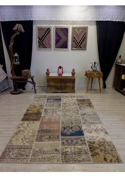 El Dokuma Eskitme Özel Patchwork Halı 160 x 230 cm 4006