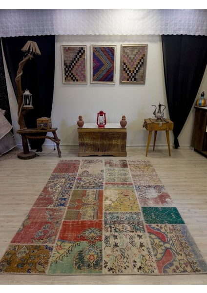 El Yapımı Patchwork Elegan Tasarım Halı 162 x 232 cm 4007 modelleri