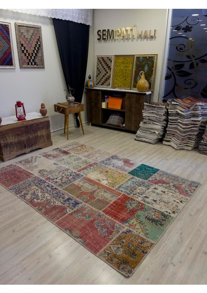 El Yapımı Patchwork Elegan Tasarım Halı 162 x 232 cm 4007